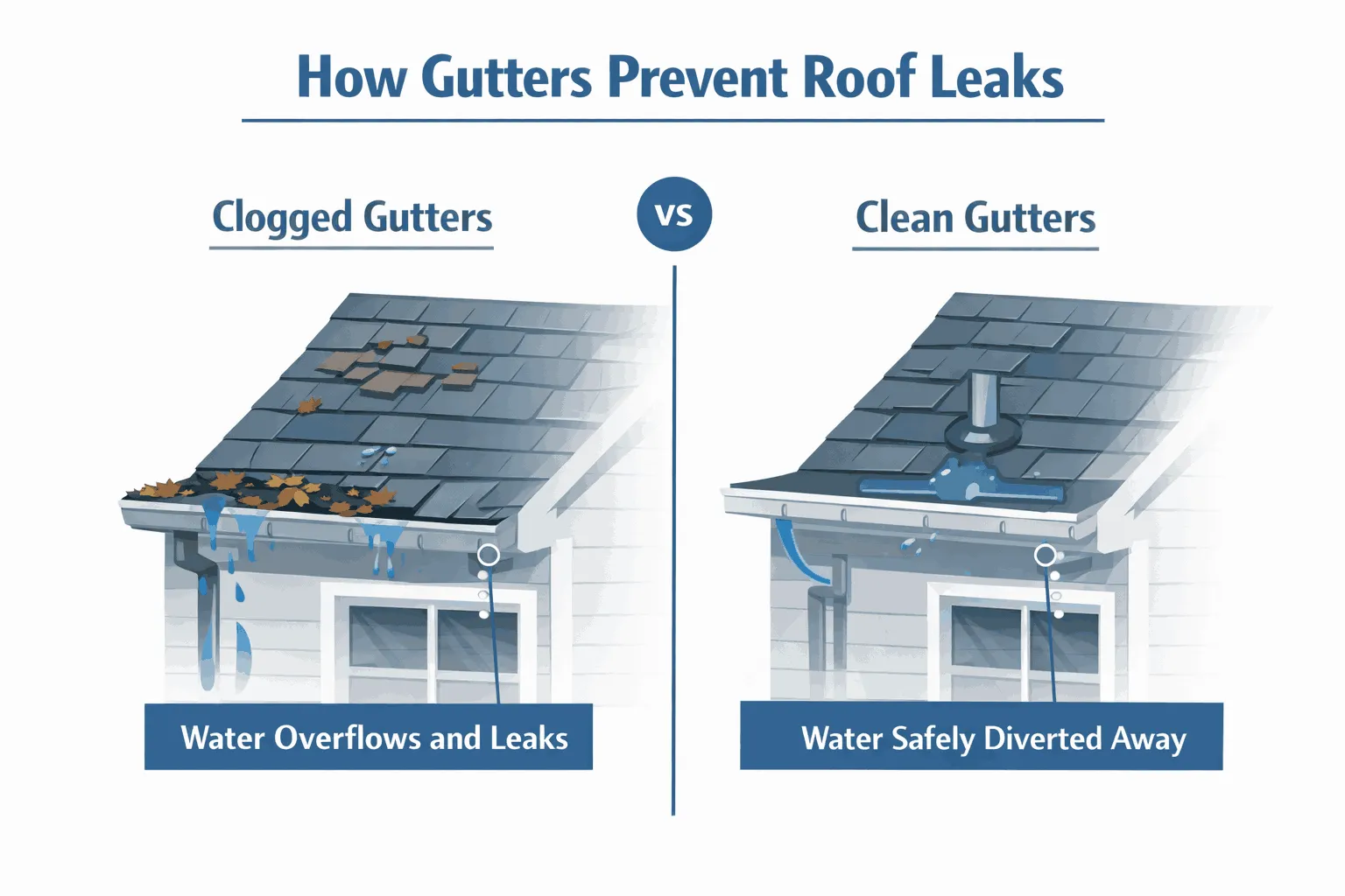 Role of gutter in leak preventation