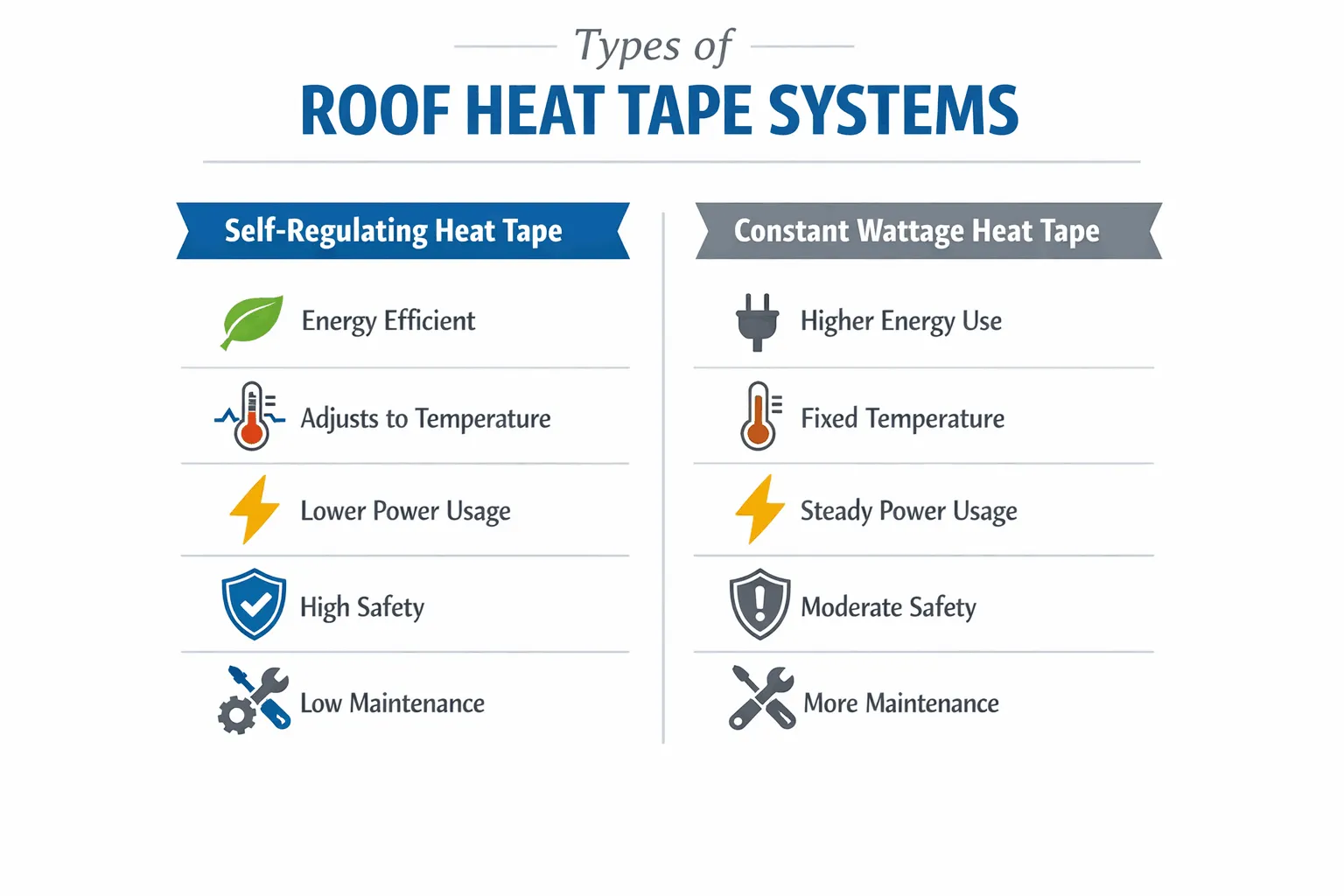 Types of Heat Tape for Roofs