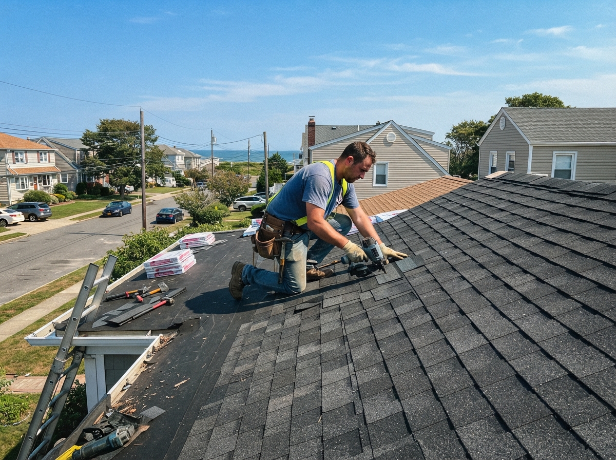 Roof inspection in Bethpage NY on a postwar Cape Cod roof